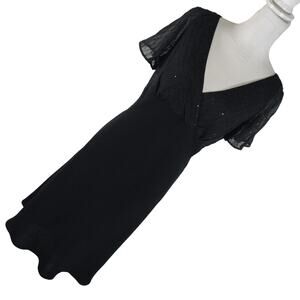 EVAN PICONE! DREAMY SEQUIN SPANGLED, EMBROIDERED BODICE BLACK DRESS! SZ 12